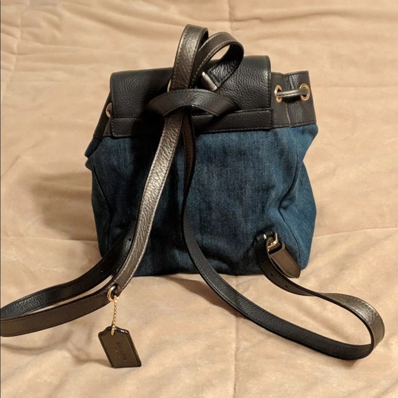 Authentic COACH NEW Mini Billie Backpack denim/leather mix - Picture 7 of 8